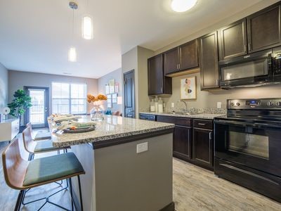 view of kitchen towards window